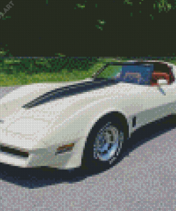 White 1981 Corvette Diamond Painting