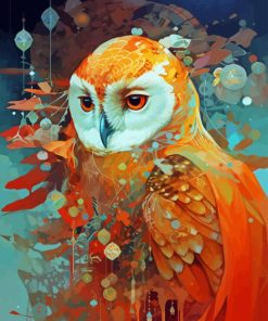 Abstract Orange Owl Diamond Painting