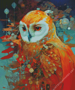 Abstract Orange Owl Diamond Painting