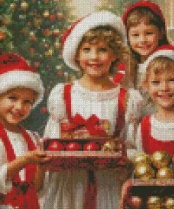 Christmas Children Celebrating Diamond Painting