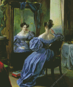 Classic Woman In Mirror Diamond Painting