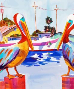 Colorful Pelican Birds Diamond Painting