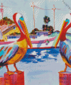 Colorful Pelican Birds Diamond Painting