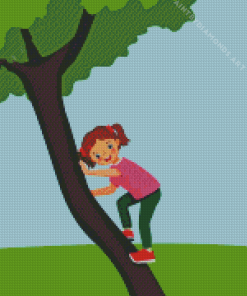 Girl Climbing Tree Art Diamond Painting