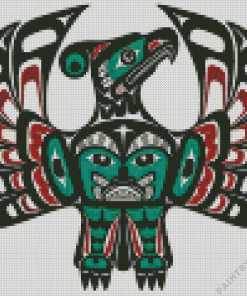 Green Bird Haida Art Diamond Painting