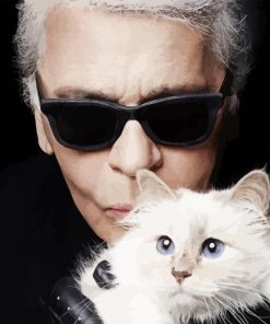 Karl Lagerfeld With Cat Diamond Painting