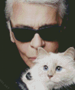 Karl Lagerfeld With Cat Diamond Painting