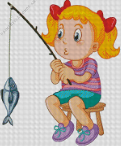 Kid Girl Fishing Diamond Painting