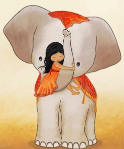 Little Indian Girl Hugging Elephant Diamond Painting