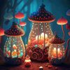 Magical Lantern Mushrooms Diamond Painting