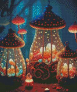 Magical Lantern Mushrooms Diamond Painting