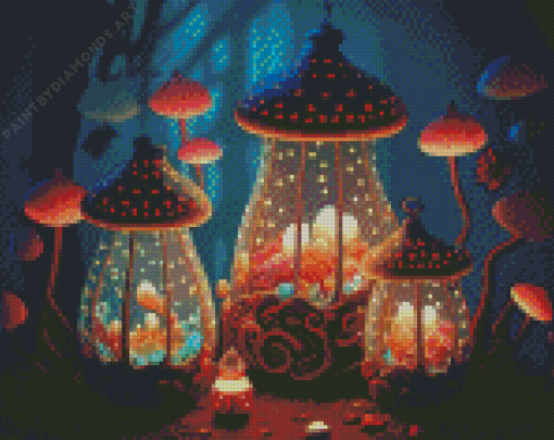 Magical Lantern Mushrooms Diamond Painting