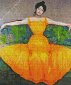 Max Kurzweil Lady In A Yellow Dress Diamond Painting