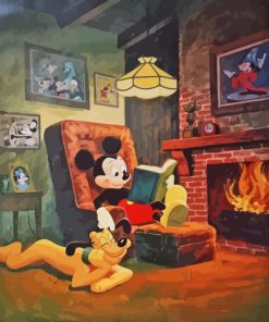 Mickey And Pluto Reading Diamond Painting