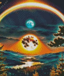 Moon and Sun Landscape Diamond Painting