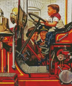 Norman Rockwell Fire Fighter Diamond Painting