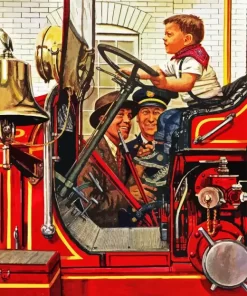 Norman Rockwell Fire Fighter Diamond Painting