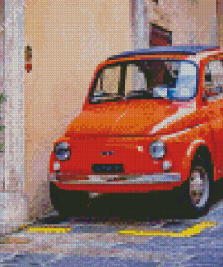 Orange Fiat 500 Diamond Painting