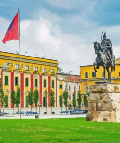 Skanderbeg Square in Tirana Albania Diamond Painting