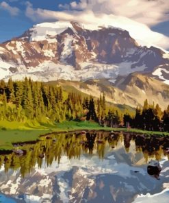 Snowy Cascade Range Diamond Painting