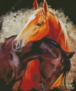 Stallion Horses Hugging Diamond Painting