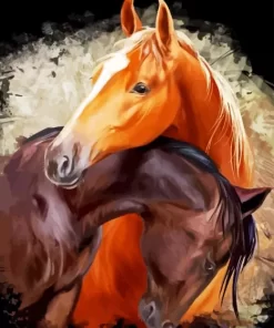 Stallion Horses Hugging Diamond Painting