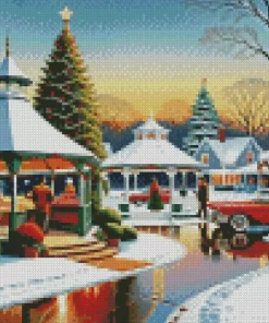 Vintage Christmas Evening Snow Diamond Painting