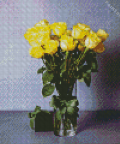 Yellow Roses In Vase Diamond Painting