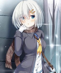 Anime Girl With Short White Hair Diamond Painting