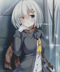 Anime Girl With Short White Hair Diamond Painting