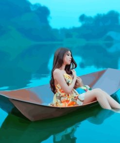 Beautiful Lady in Boat Diamond Painting