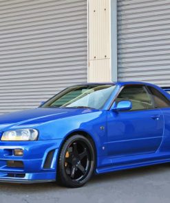 Blue Car R34 Skyline Diamond Painting