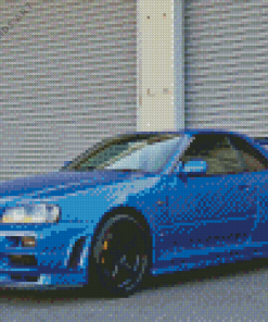 Blue Car R34 Skyline Diamond Painting