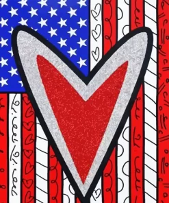 Britto American Flag Heart Diamond Painting