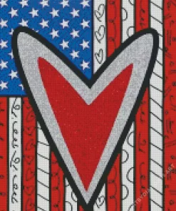 Britto American Flag Heart Diamond Painting