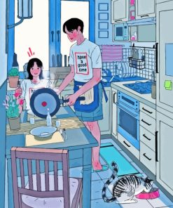 Couple Eating In The Kitchen Diamond Painting