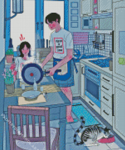 Couple Eating In The Kitchen Diamond Painting