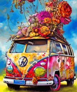 Floral Hippie Bus Diamond Painting