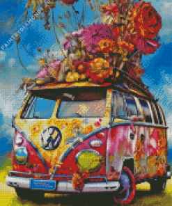 Floral Hippie Bus Diamond Painting