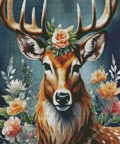 Floral Antlers Deer Diamond Painting