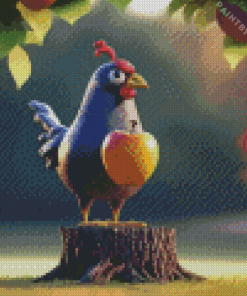 Funny Chicken With An Apple Diamond Painting