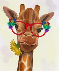 Giraffe Wearing Glasses Diamond Painting