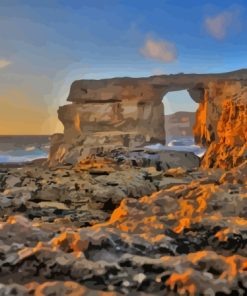 Malta Sunset At Azure Window Diamond Painting