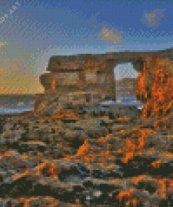 Malta Sunset At Azure Window Diamond Painting