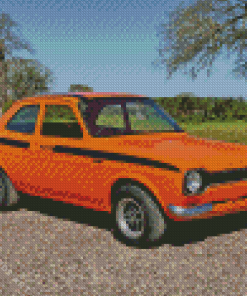 Orange Ford Escort Mexico Diamond Painting