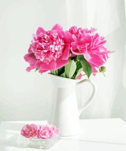 Pink Flower In White Vase Diamond Painting