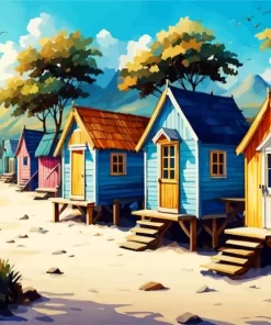 Beach Cabins Diamond Painting