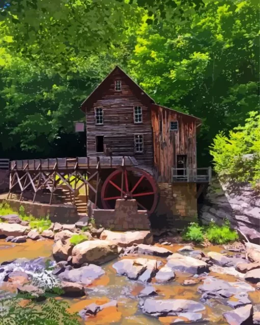 Glade Creek Grist Mill Diamond Painting