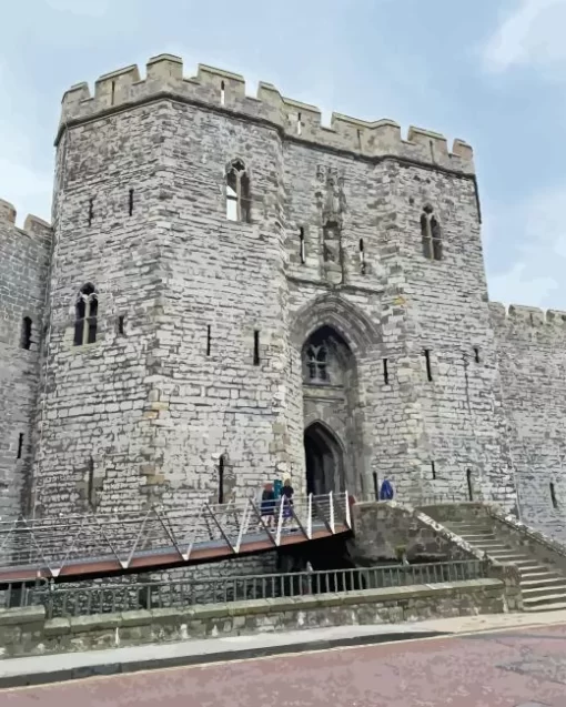 Caernarfon Castle Building Diamond Painting