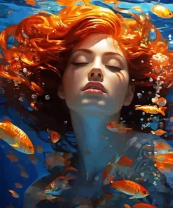 Woman Underwater With Fish Diamond Painting